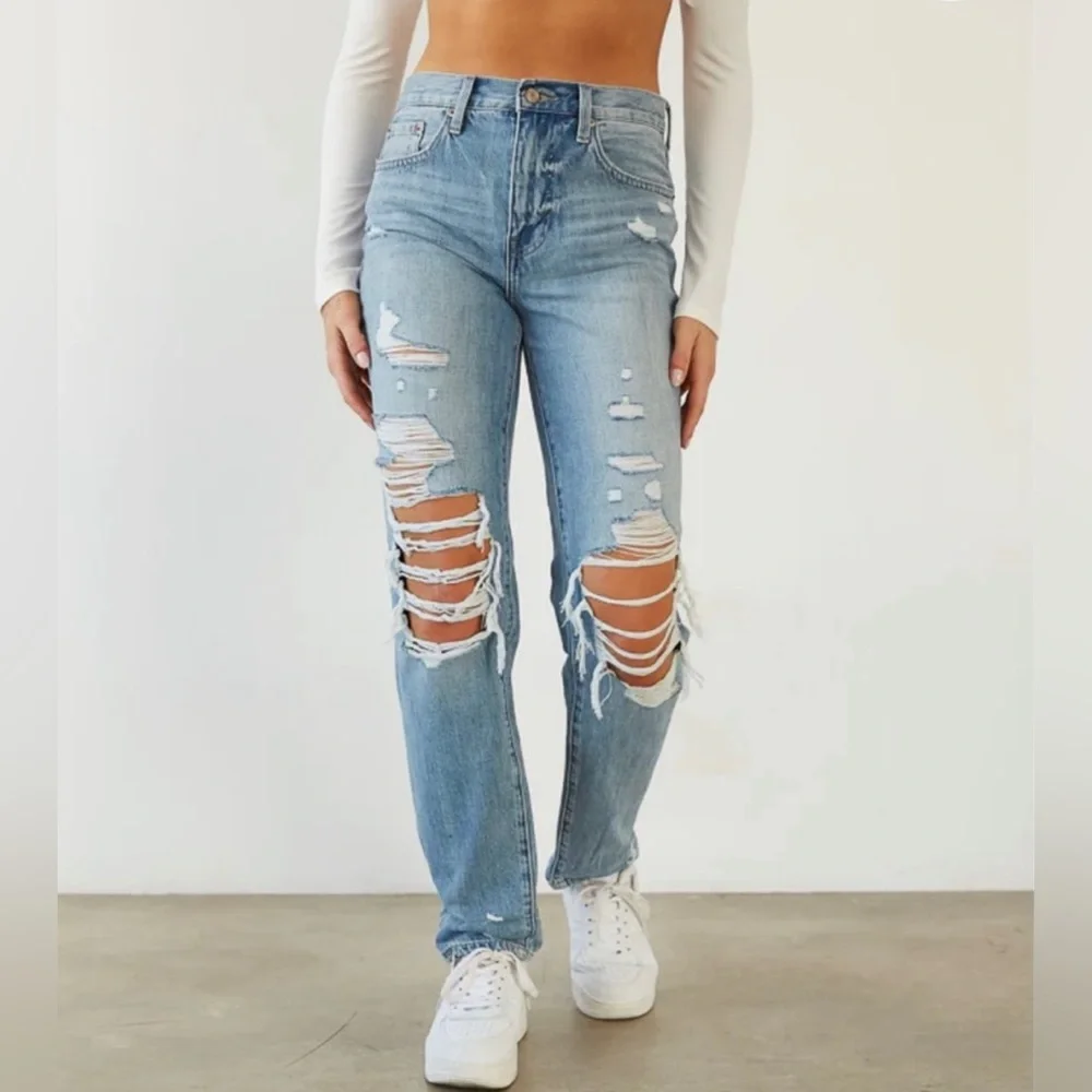 Pistola Presley Destroyed High Waist Relaxed Jeans - Picture 4 of 11